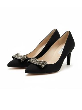 new LK Bennett London ☀︎︎ Luxe Crystal Bar Heels Pumps ☀︎︎ Black Suede ☀︎︎ 36 6M